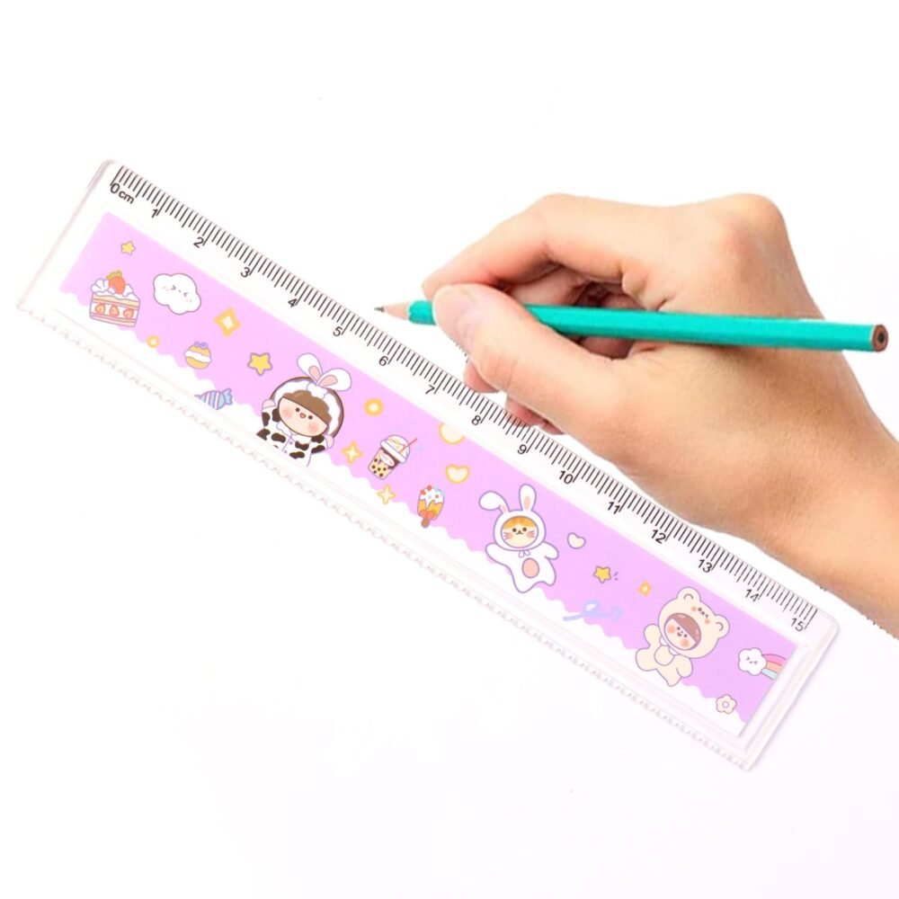 Kids Plastic Ruler – Durable Cartoon Design with Clear Markings