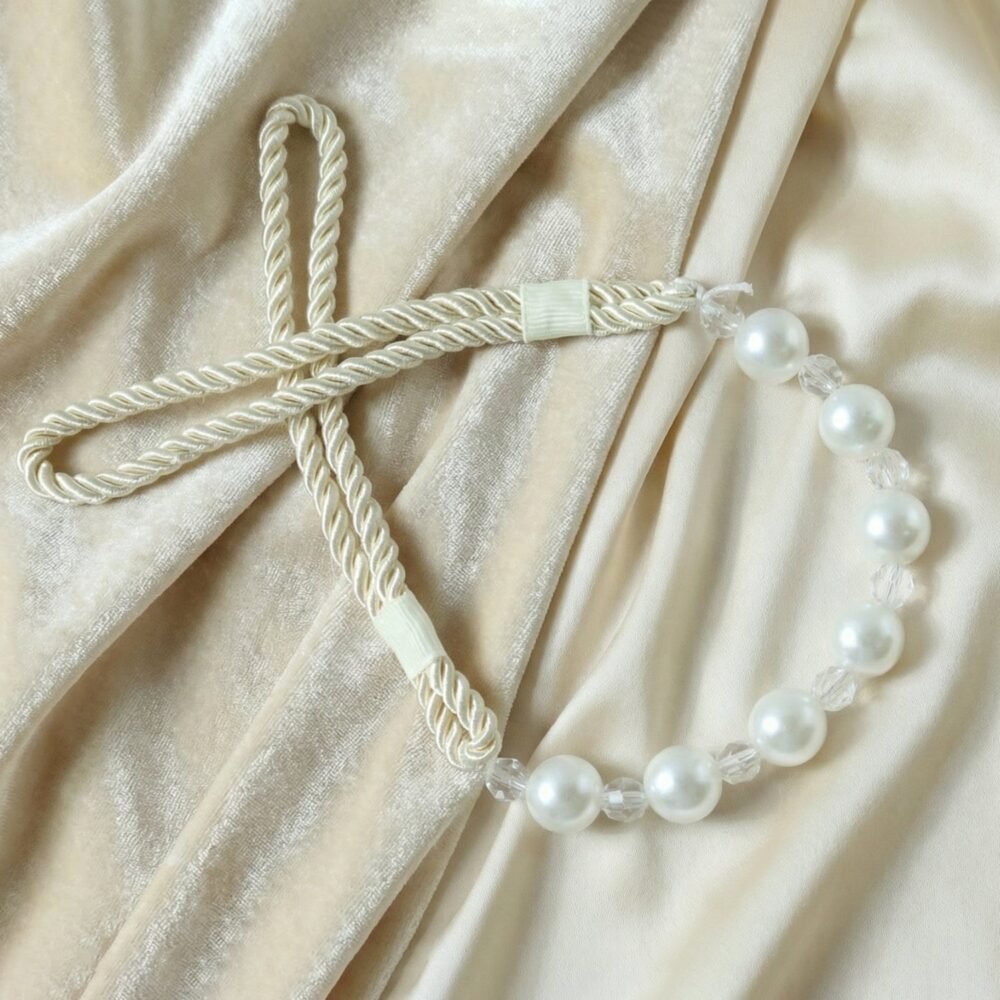 Pearl Beaded Curtain Tieback – Elegant No-Drill Decorative Holder