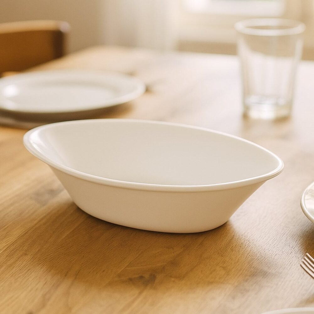 Marin Oval Serving Bowl – Deep, Elegant White Plastic Bowl