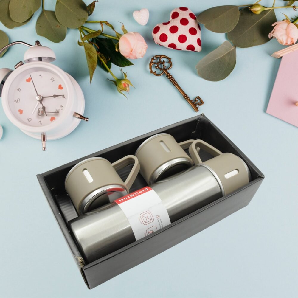 Stainless Steel Vacuum Flask Set – Keeps Drinks Hot & Cold 12h