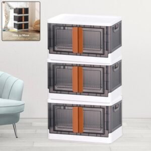 Plastic Folding Wardrobe Organizer – 3-Layer Storage with Wheels