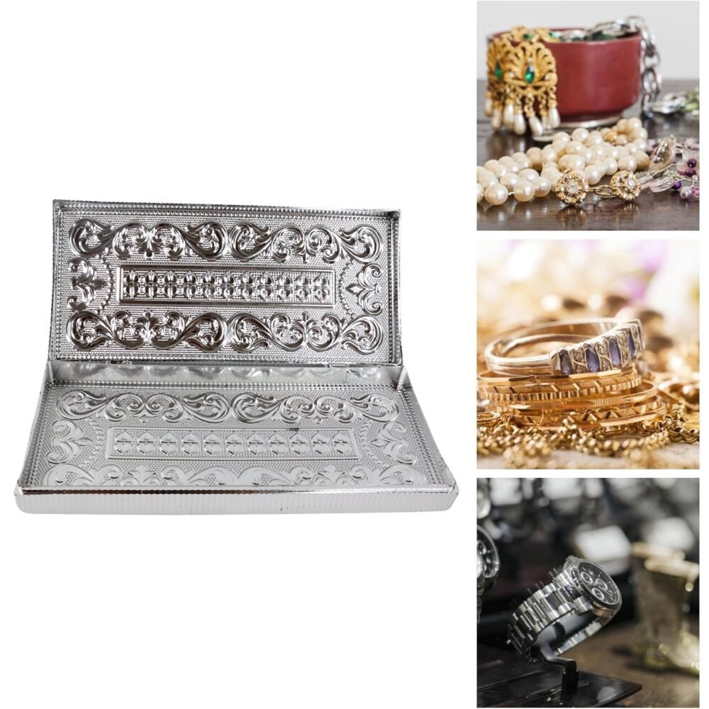 Decorative Multipurpose Silver Cash Box – Stylish 20x9cm Gift Case