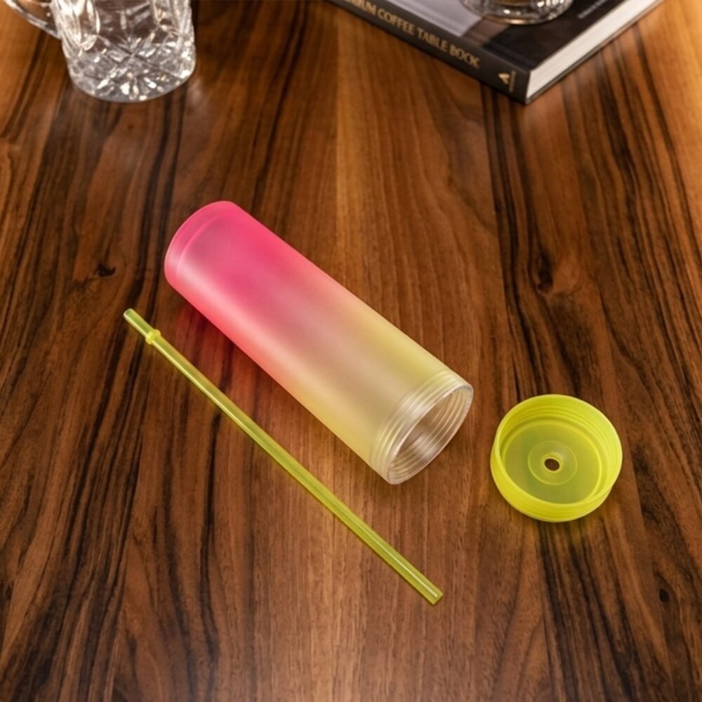 Gradient Plastic Drinking Tumbler – Reusable & Spill Proof