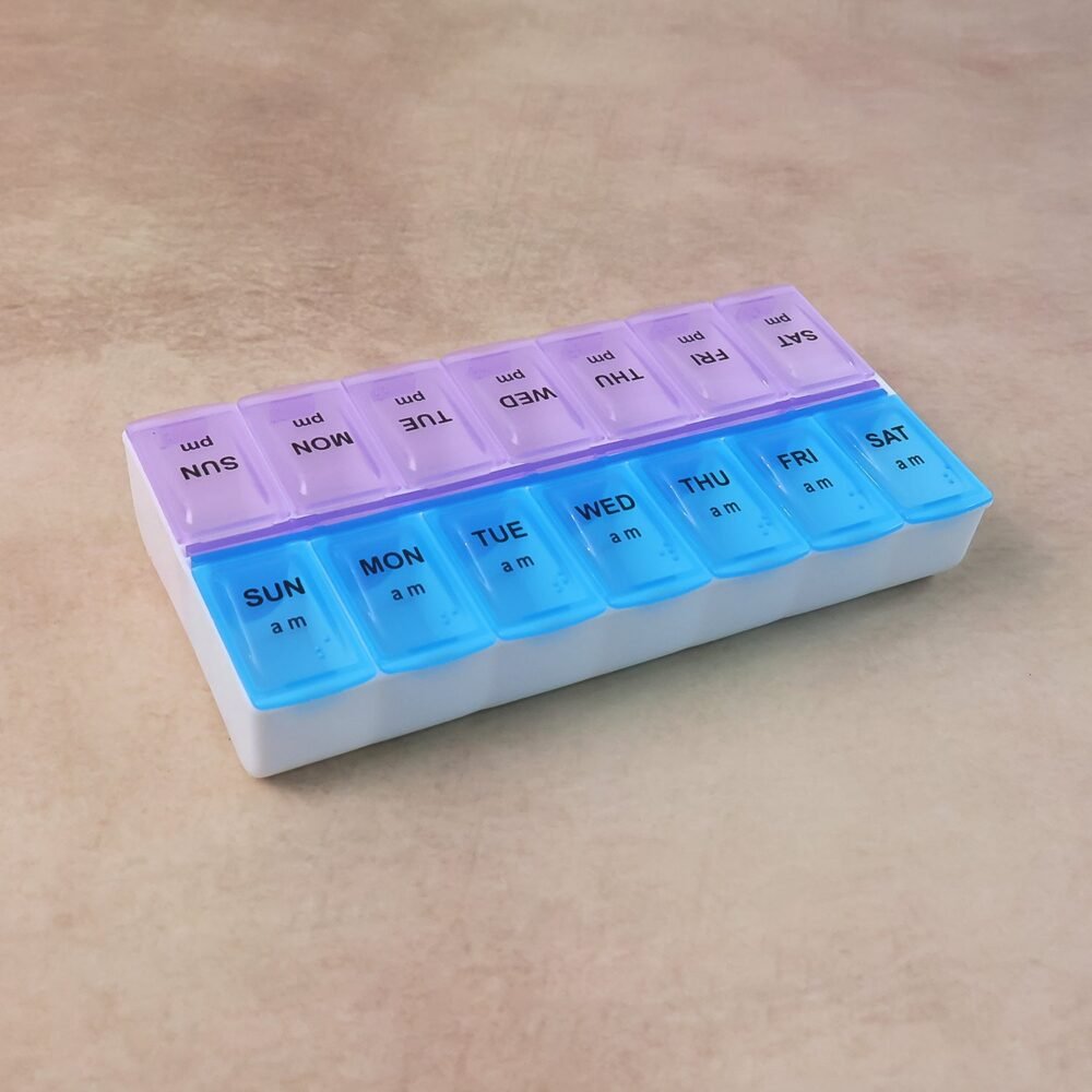 Weekly Pill Organizer – 14 Compartments with Snap Lids