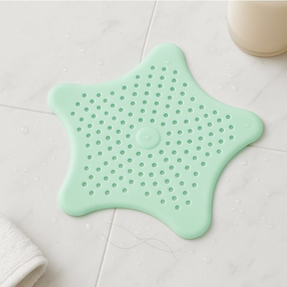 Silicone Star Shaped Sink Strainer – Mint Green Hair Catcher