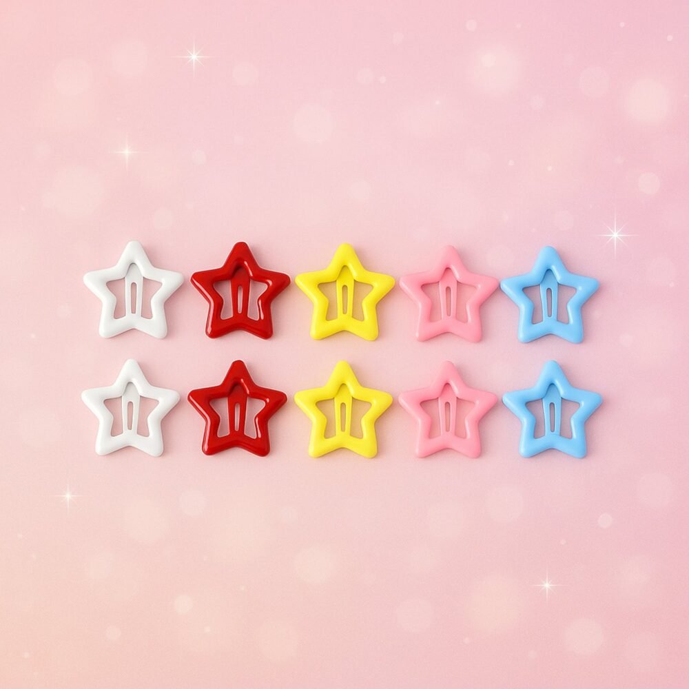 Metal Star Hair Clips – Set of 10 Colorful Barrettes for All Ages