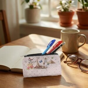Paris Print Zipper Coin Pouch – Compact & Stylish Storage