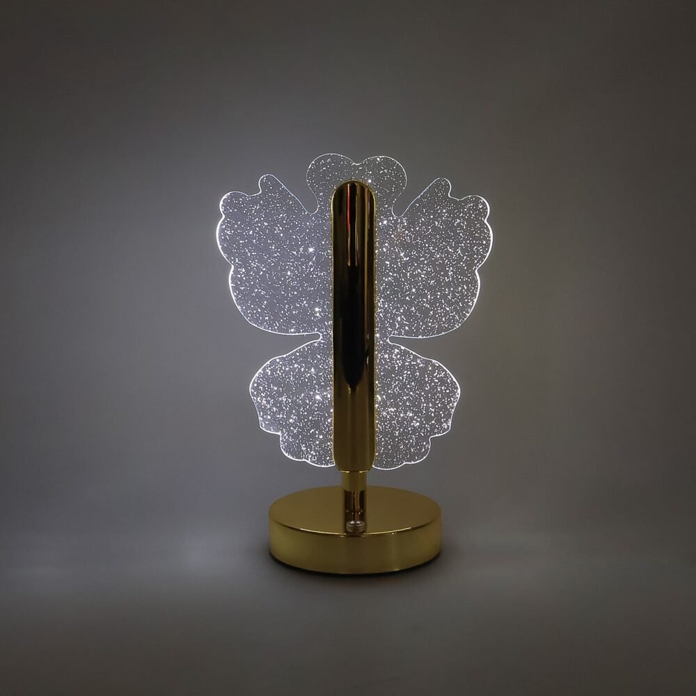 Luxury Crystal Table Lamp – Four-Leaf Clover USB Rechargeable