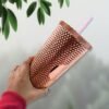 Studded Tumbler – Double Walled Cold Cup with Straw Lid