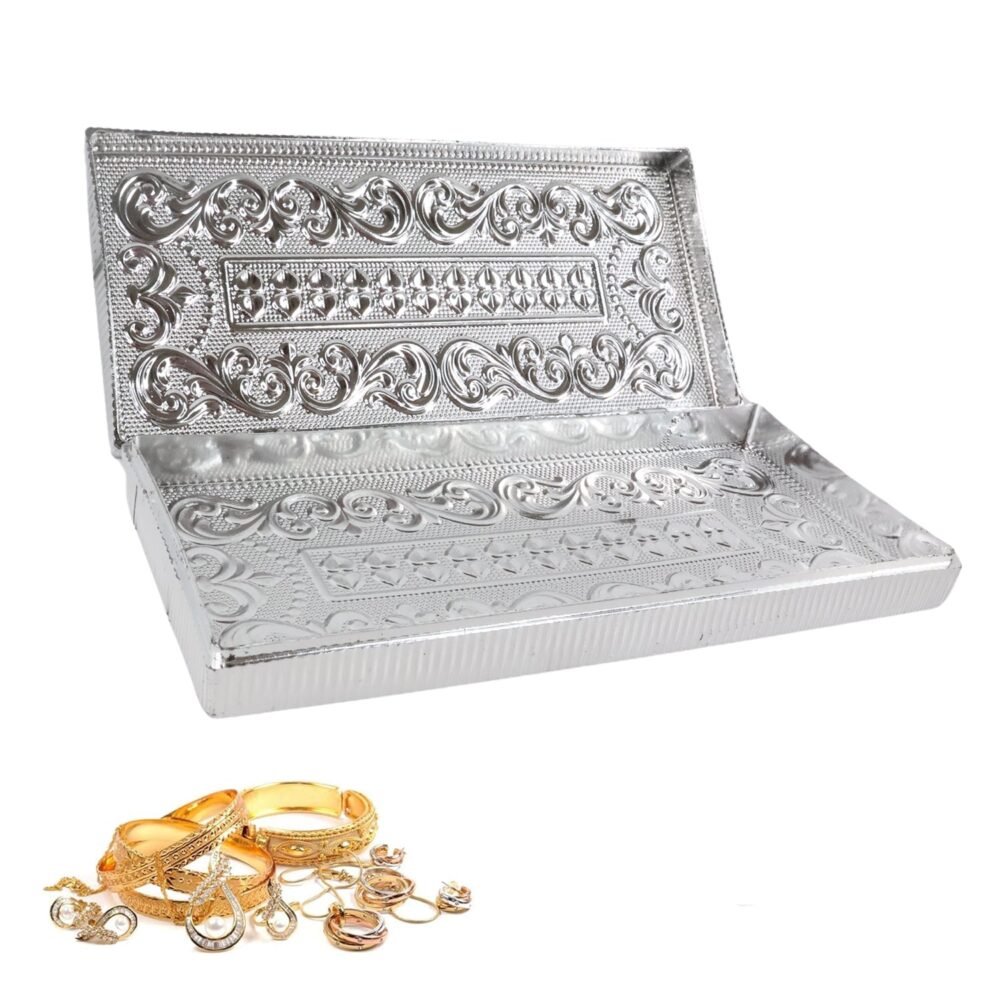 Decorative Multipurpose Silver Cash Box – Stylish 20x9cm Gift Case