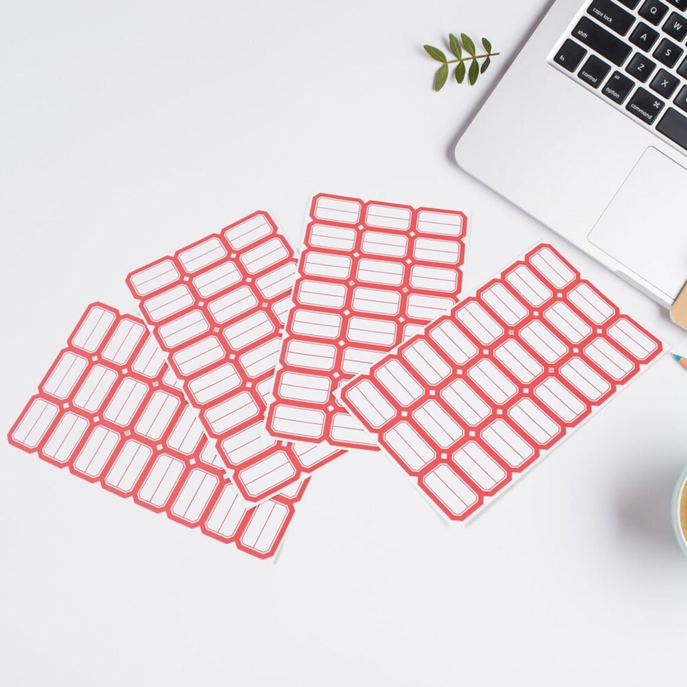 Writable Label Sticker Sheet – Bold Red Border for Easy Identification