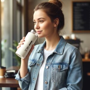 White Glass Water Bottle – Leakproof & Protective Cover 400 ML