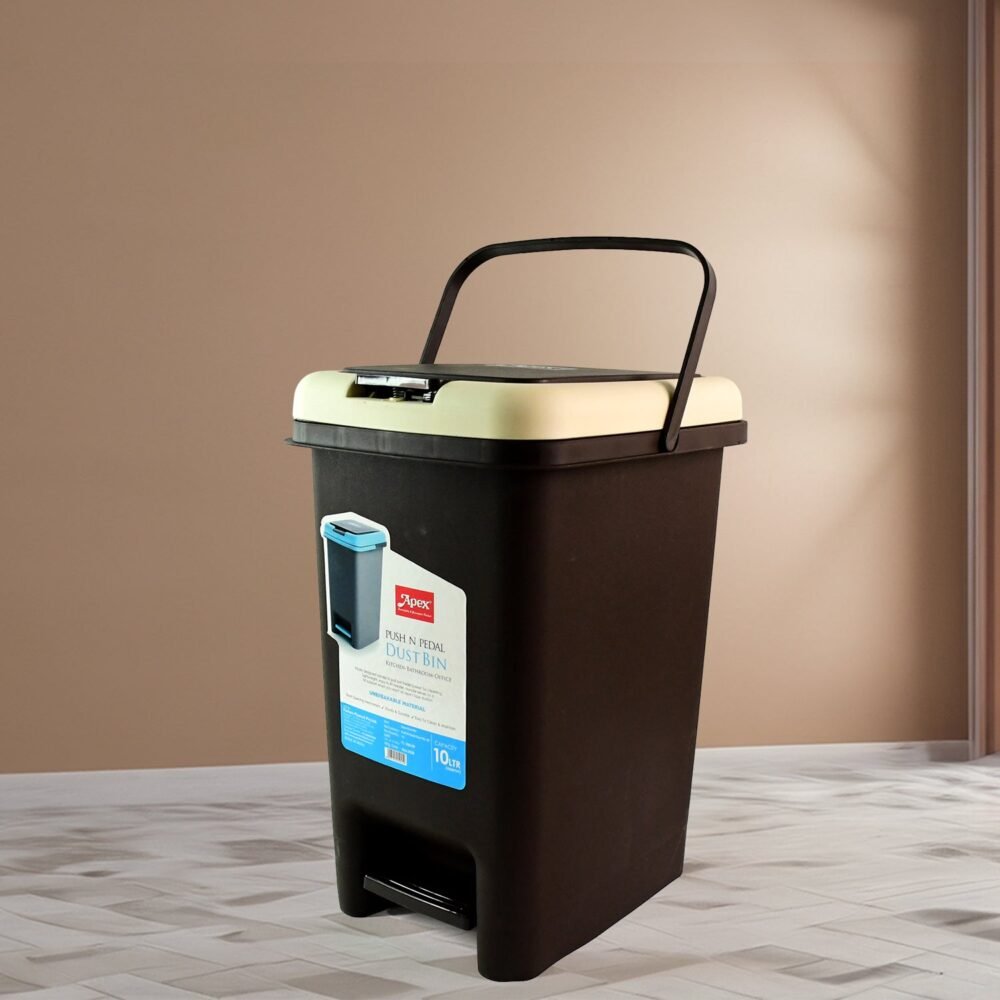 03_4d0939a6-1257-4dad-97d5-305973a12dd2.jpg Push N Pedal Plastic Dustbin – 10L Capacity, Hands-Free Hygiene