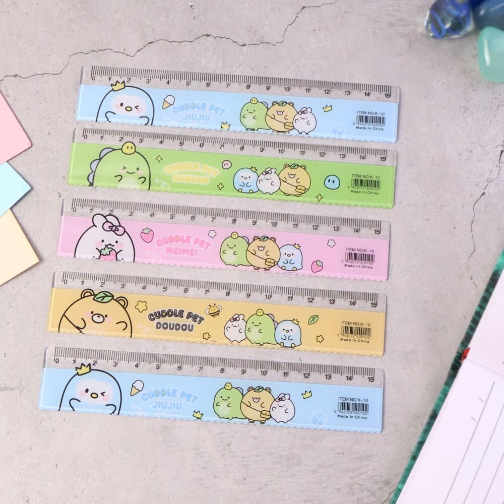 Plastic Ruler Set for Kids – Durable Cartoon Design, 5 Pieces