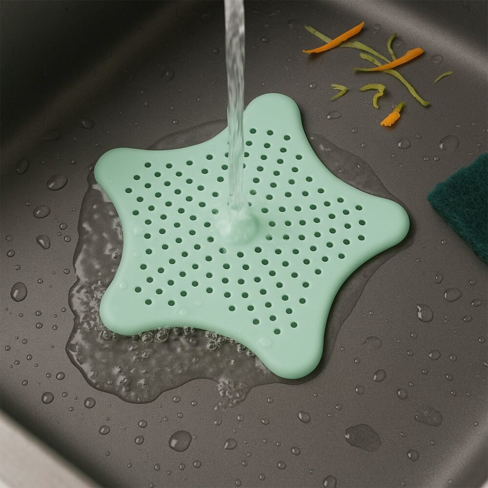 Silicone Star Shaped Sink Strainer – Mint Green Hair Catcher