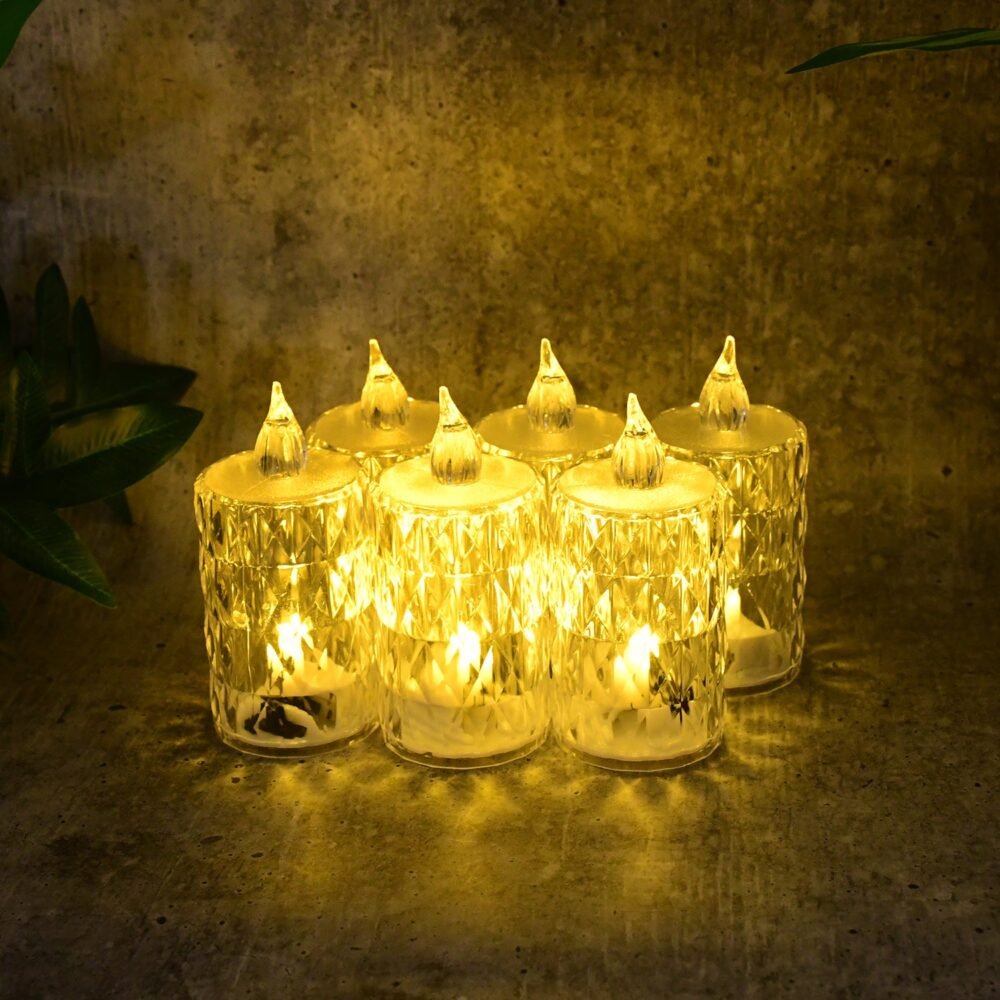 LED Crystal Flameless Candle Set – Elegant 6-Piece Décor