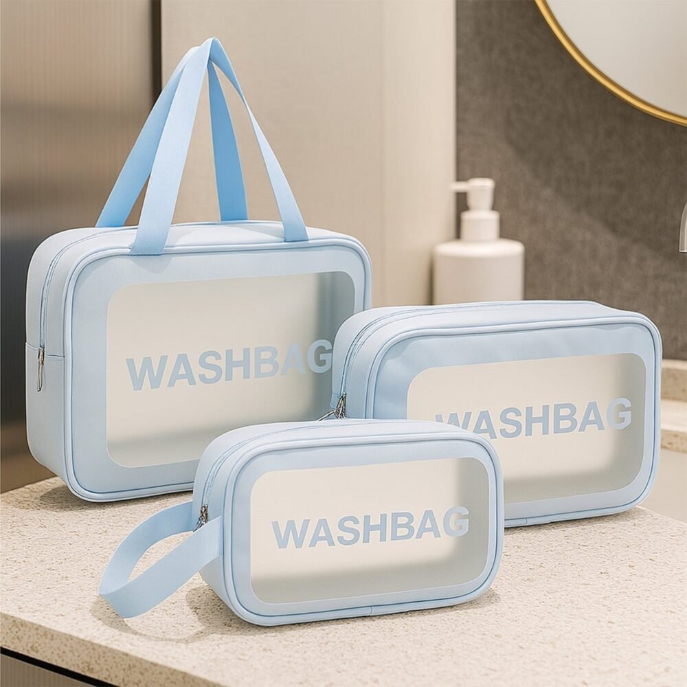 Waterproof Transparent Travel Toiletry Bag Set – 3 Sizes for Easy Organization