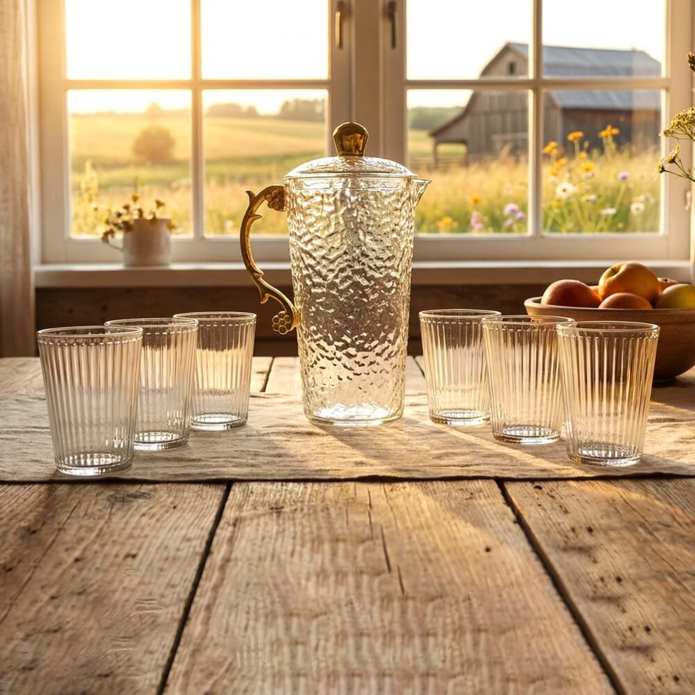 03_92b4f60c-6cfd-4bd7-8614-ccc6784a3c72.jpg Textured Glass Water Jug Set – Elegant 1 Jug with 6 Glasses