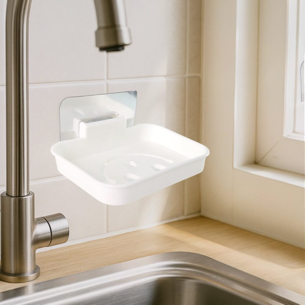 Wall Mounted Soap Dish Holder – Self Adhesive with Drainage