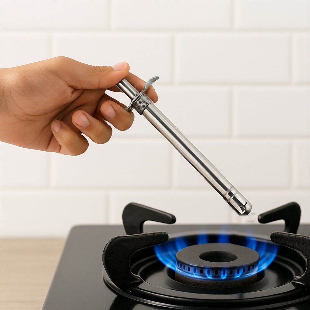 Stainless Steel Gas Lighter – Durable German Piezo Ignition