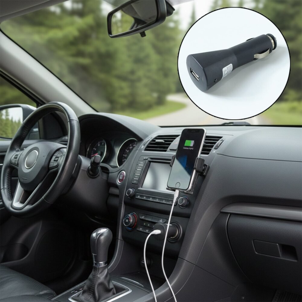 12V Single USB Car Charger Adapter – Compact Mobile Car Charger