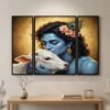Krishna N Cow Wall Art – Vibrant 3 Panel MDF Design for Home