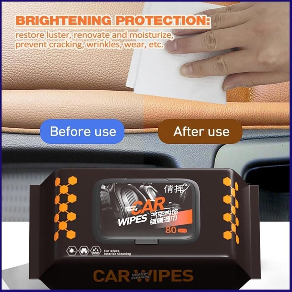 Car Cleaning Wipes ñ Dashboard & Interior Polish (80 Pcs) | Velvet Wheels