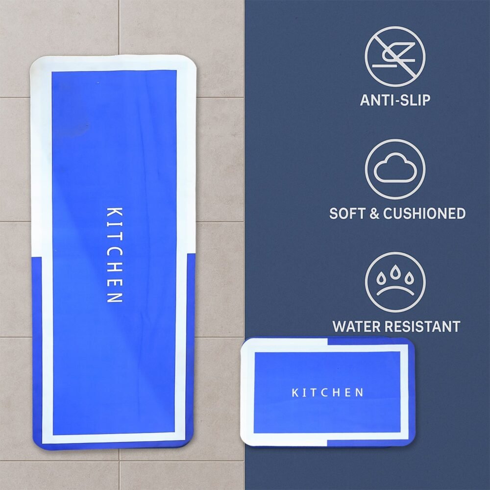 Anti-Slip Kitchen Floor Mat Set – Cushioned, Water-Resistant 2-Piece
