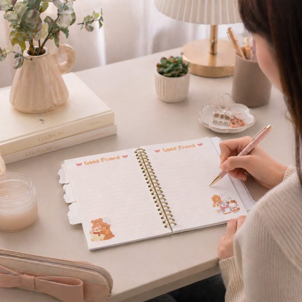 Cute Cartoon Spiral Diary – Compact & Durable Writing Journal