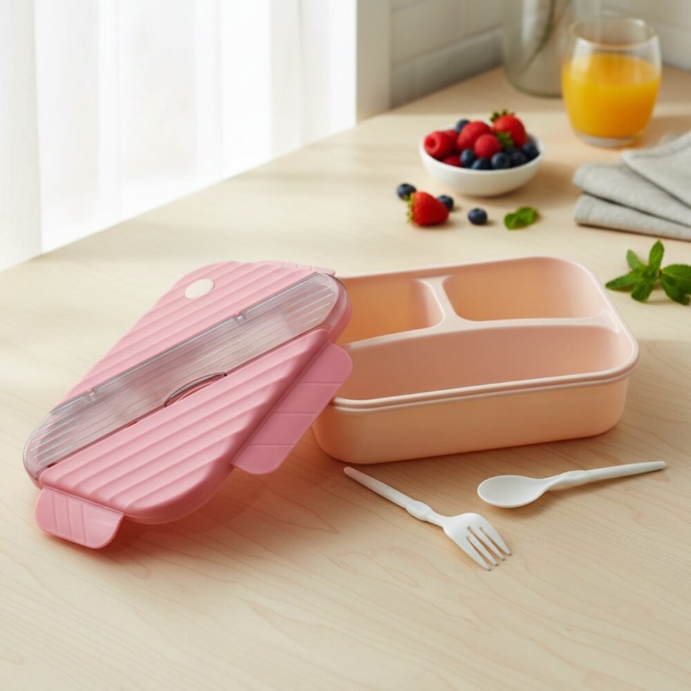 Plastic 3 Compartment Lunch Box for Kids – Organized & Portable