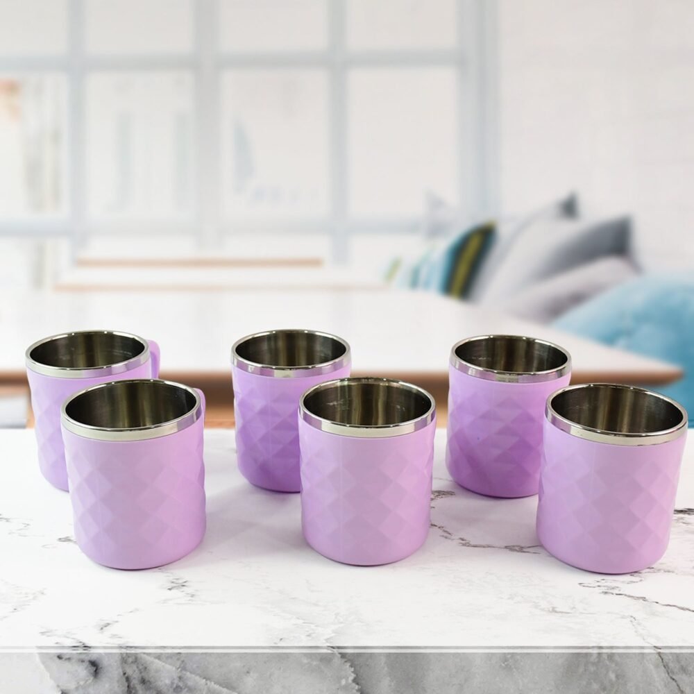 Stainless Steel Tea Cup Set – Elegant 200 ml Double Wall Design