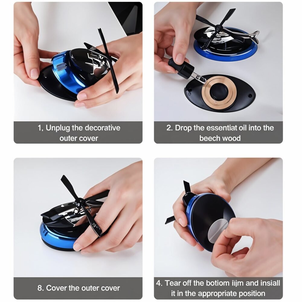 Solar Helicopter Car Air Freshener – Eco-Friendly Rotating Diffuser