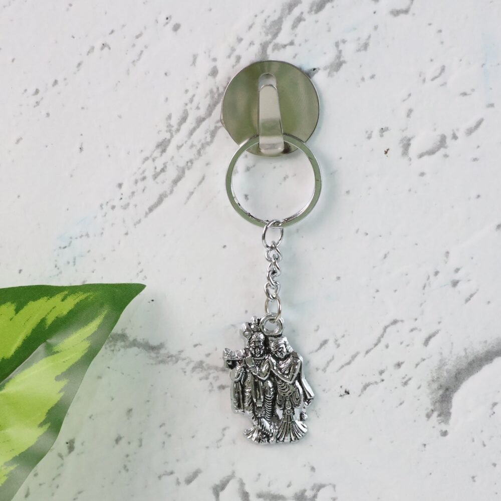 Radha Krishna Metal Keychain – Durable Spiritual Gift