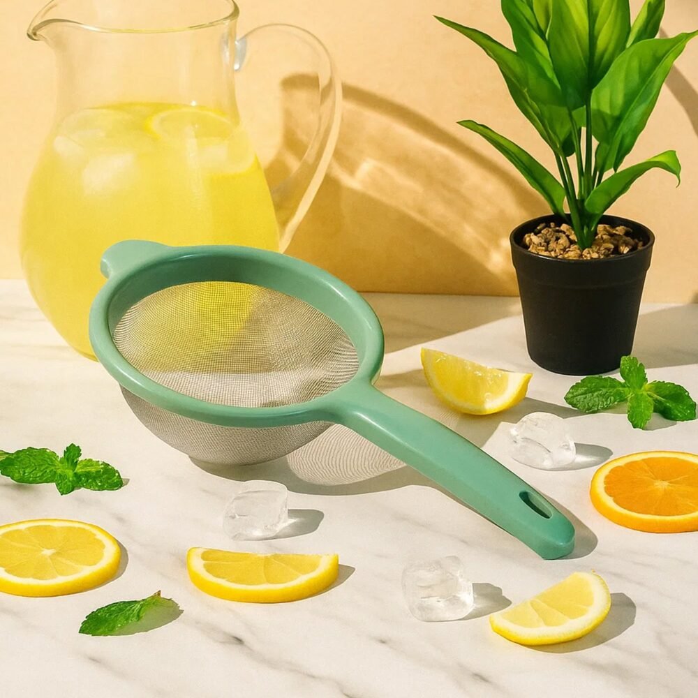 Large Kitchen Strainer – Fine Stainless-Steel Mesh with Easy-Grip
