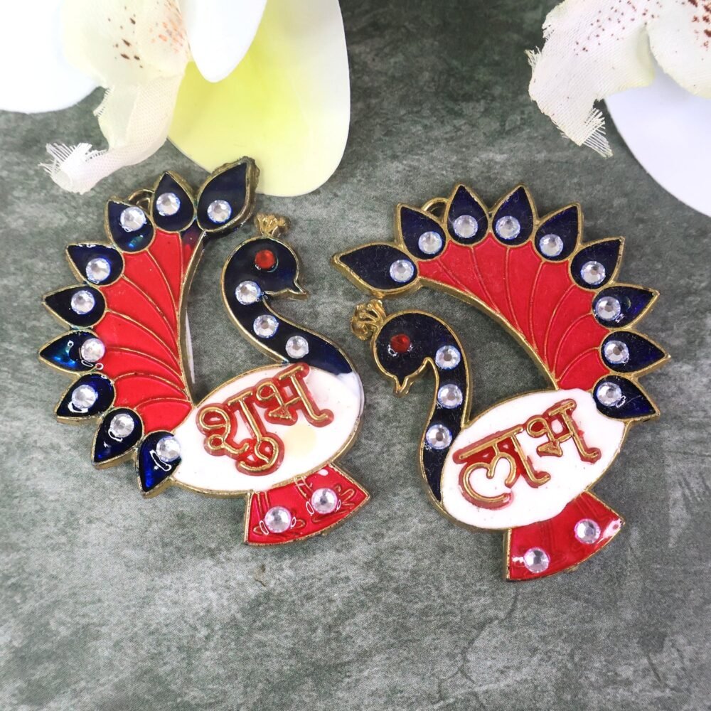03_subh-labh.jpg Peacock Wall Hanging Set – Traditional Shubh Labh Decor for Festivals