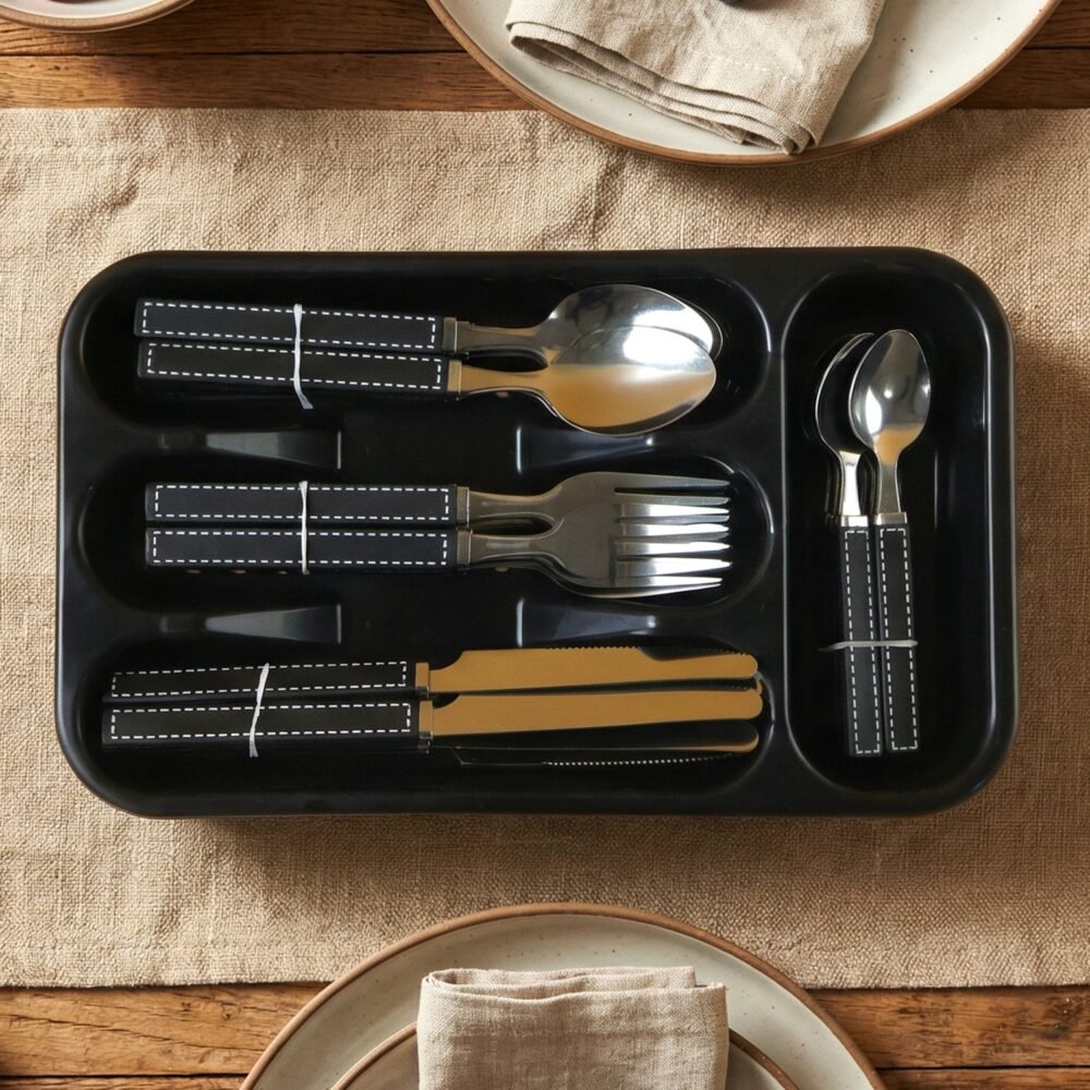 04_001140f8-1db3-48eb-88f8-901676de4cdf.jpg Stainless Steel Cutlery Set – 24-Piece with Plastic Handles & Tray