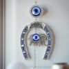 Evil Eye Hanging with Elephant & Horseshoe – Protective Wind Chime