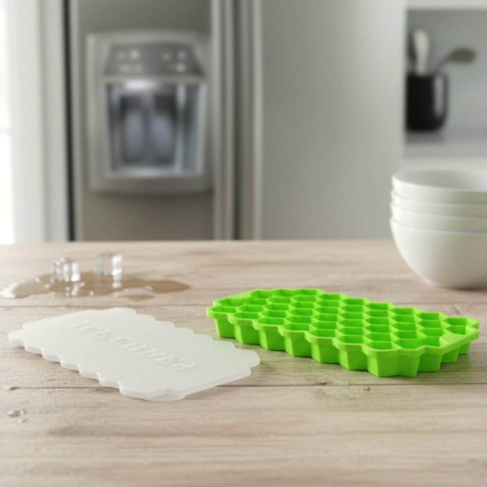 Honeycomb Silicone Ice Cube Tray with Lid – Hexagon Shape Design