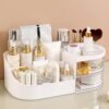 Vanity Organizer with Rotating Tray & Drawers for Easy Storage