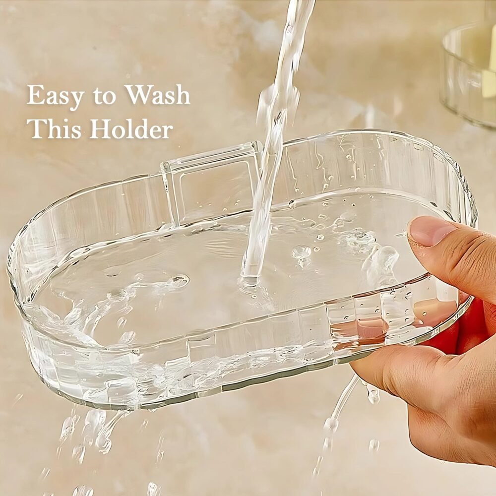 Transparent Wall Mounted Soap Dish Holder – Self Adhesive 2 Pc
