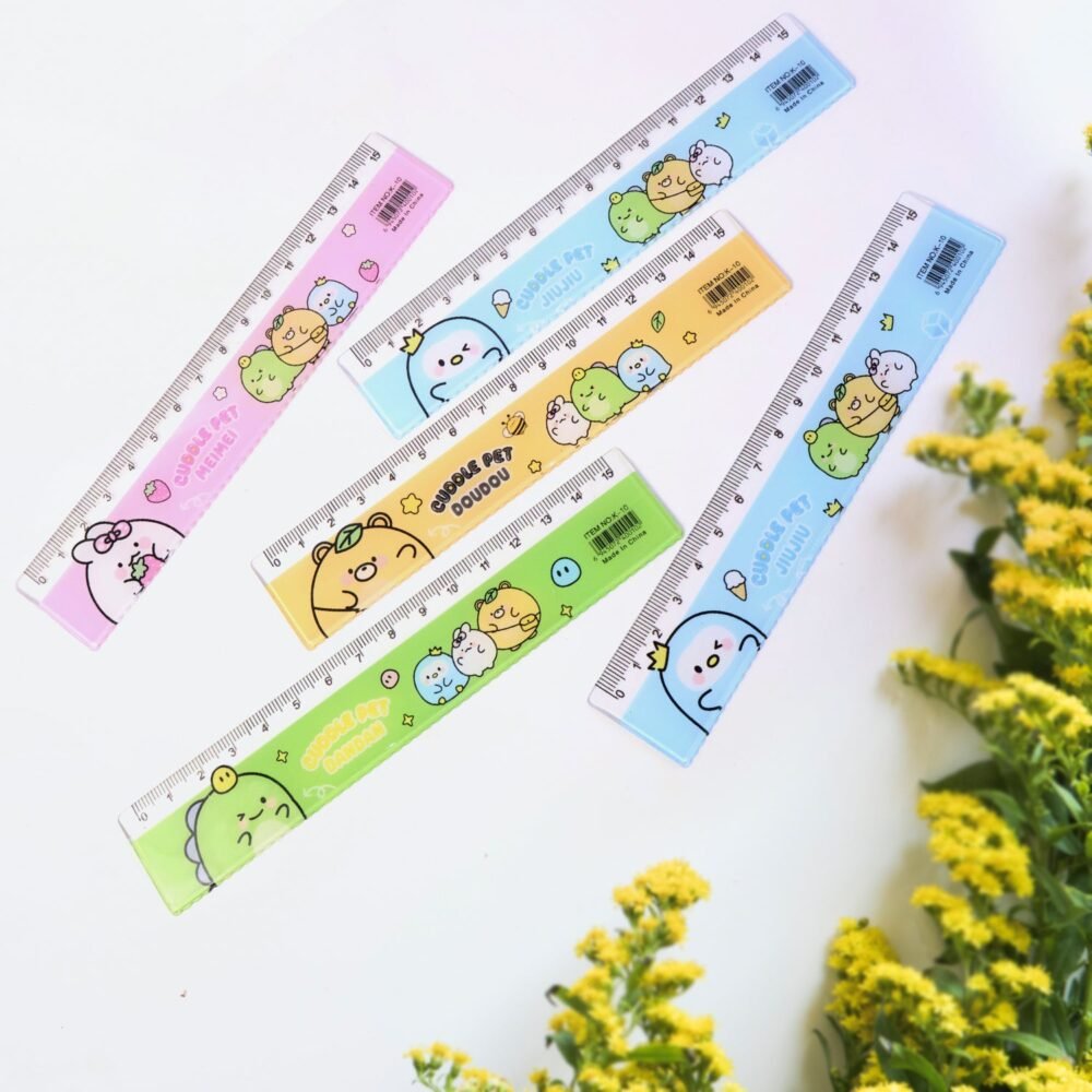 Plastic Ruler Set for Kids – Durable Cartoon Design, 5 Pieces