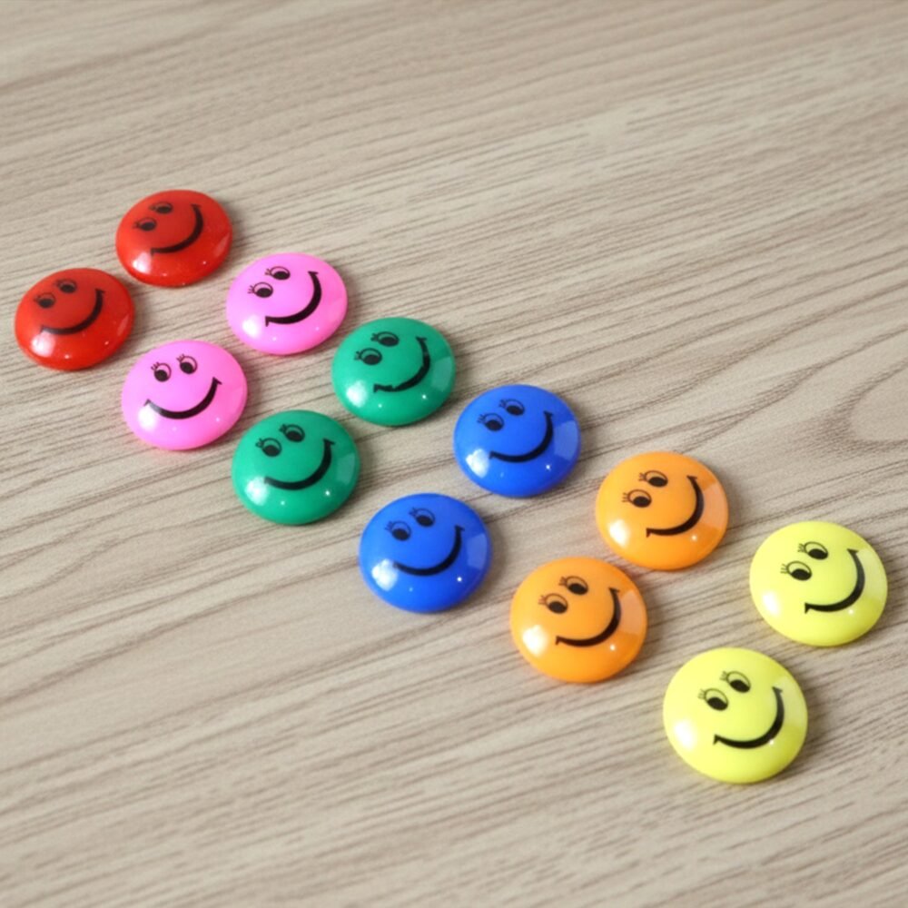 Smiley Face Magnetic Buttons Set – Strong, Colorful 12 Pc Set