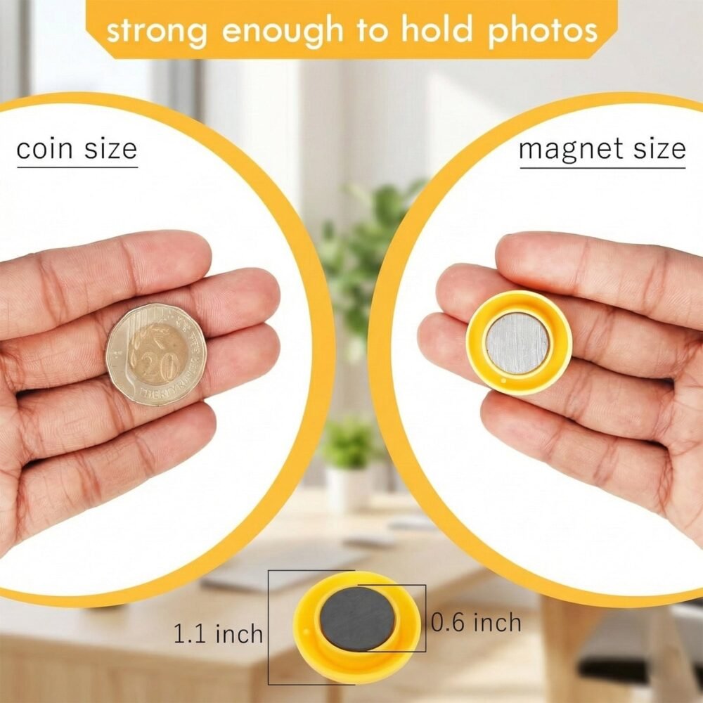 Round Refrigerator Magnets – Strong Colorful 12 Pc Set