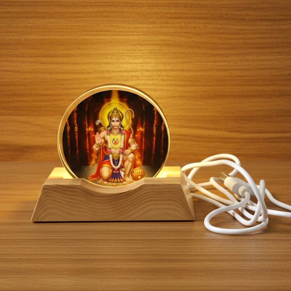 3D Hanuman Ji Acrylic LED Night Lamp – Warm Spiritual Glow