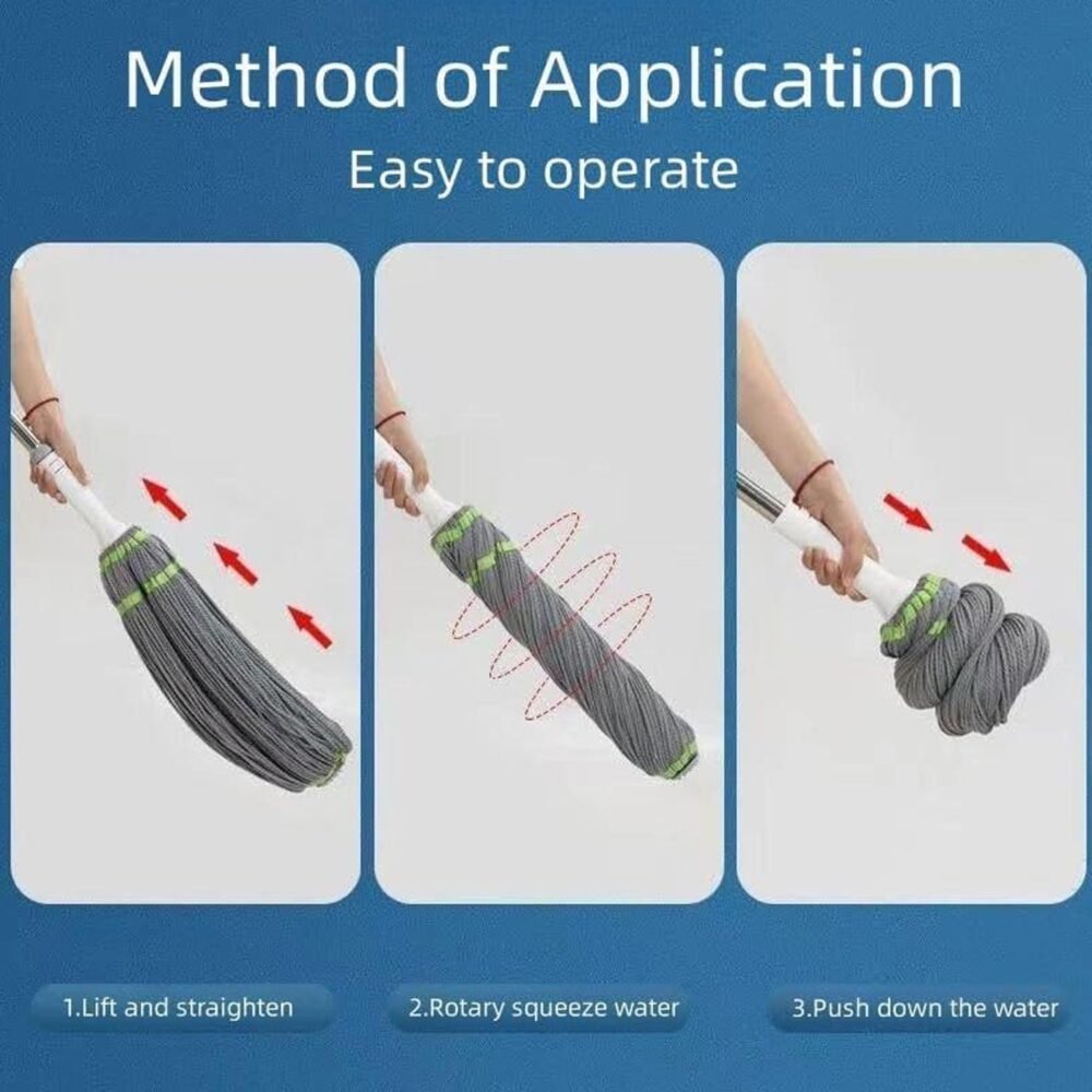 Self Wringing Mop – Stainless Steel Handle for Easy Floor Cleaning