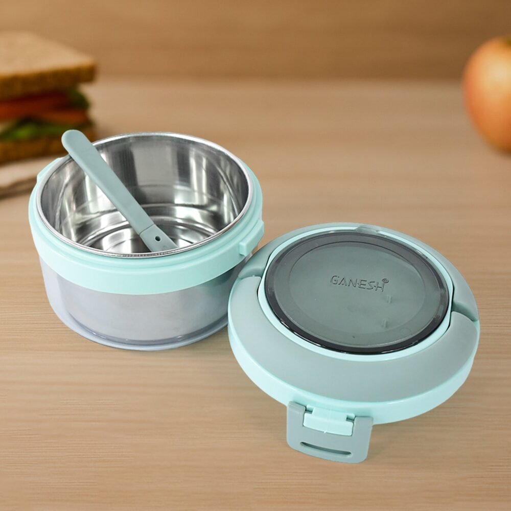 Insulated Lunch Box 400ml – Leakproof Stainless Steel Tiffin with Folding Spoon