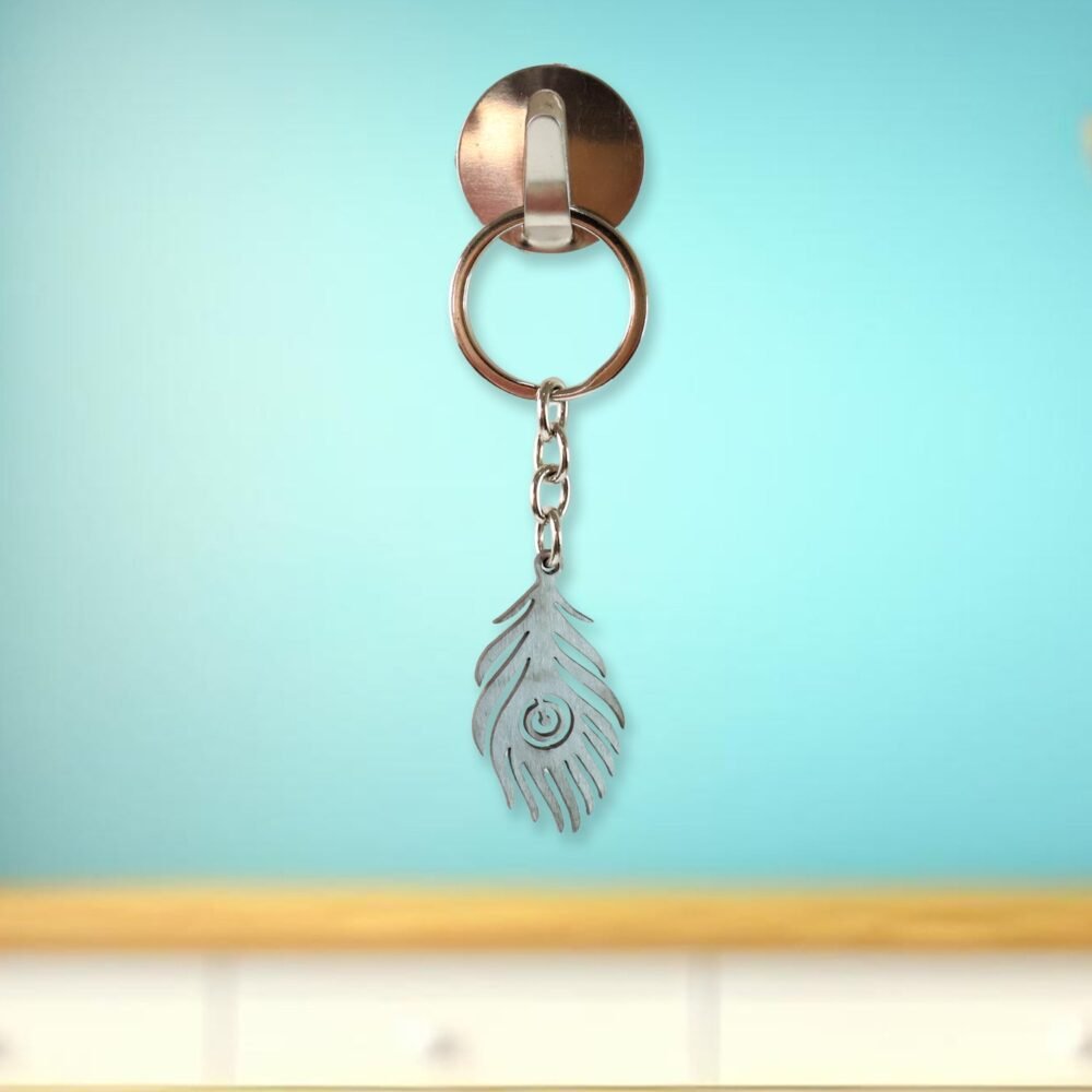 Peacock Feather Keychain – Durable Stainless Steel Design