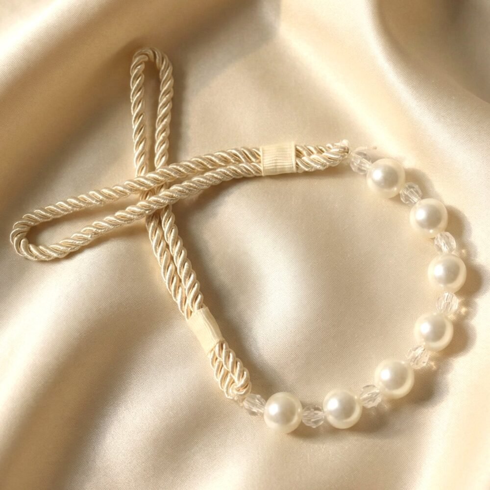 Pearl Beaded Curtain Tieback – Elegant No-Drill Decorative Holder