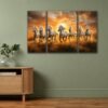 Horses Sunset Wall Art – Vibrant 3-Panel MDF Canvas for Home Decor