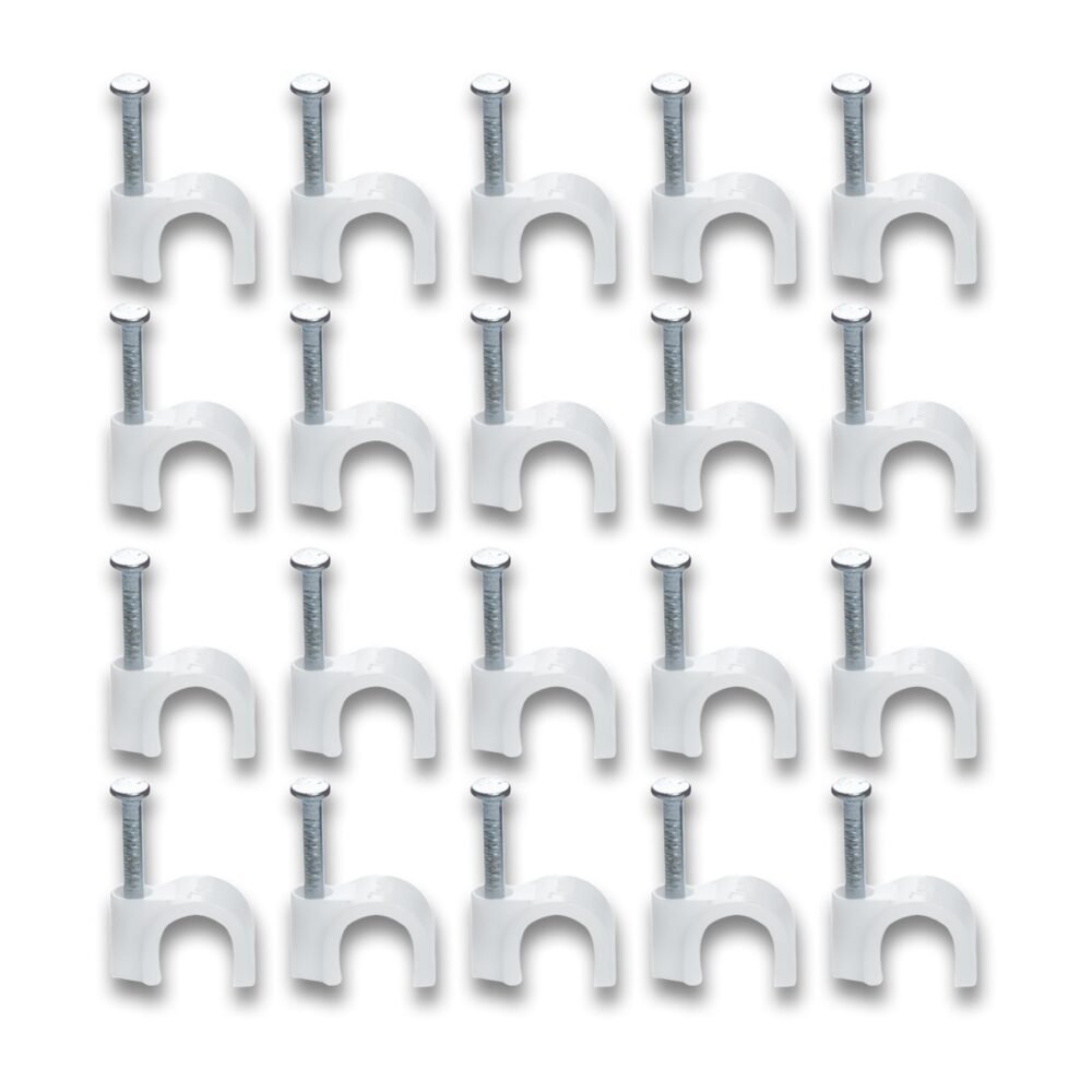 Plastic Cable Clips – Durable Steel Nail Wire Holders, 20 Pcs